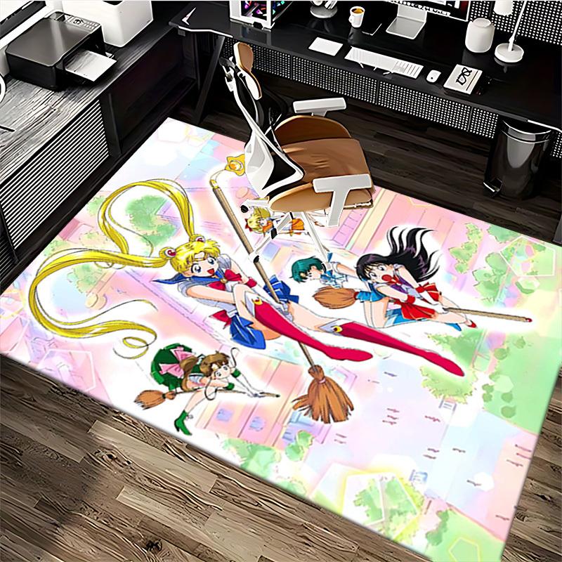 1pc Sailor Moon Anime Cartoon Design Office Chair Mat Non-Slip Carpet for Home Decor, Living Room, Bedroom, Game Room - Perfect Gift for Fans.O012