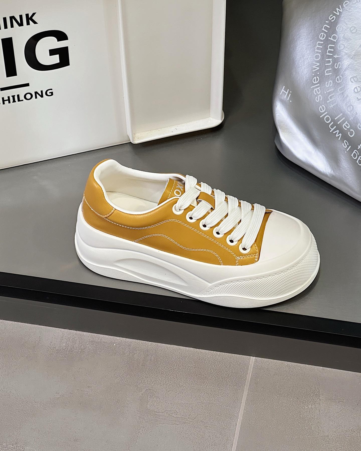 

Leather platform white shoes women s 2025 new versatile feet small casual sports shoes lightweight muffin shoes board shoes tide 39 жёлтый