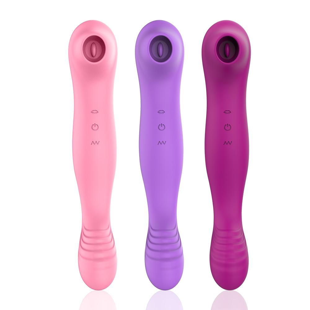 Charging Sucking Tongue Licking G-Spot Vibrator Double-Headed Female Masturbation Massage Vibrating Spear Adult Products