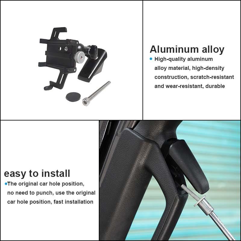 Uchwyt na telefon na słupku A, górny uchwyt, wspornik, stojak na telefon GPS, pasuje do Jeepa Wranglera JL dla JT Gladiatora 2018-2023, akcesoria do wnętrza samochodu