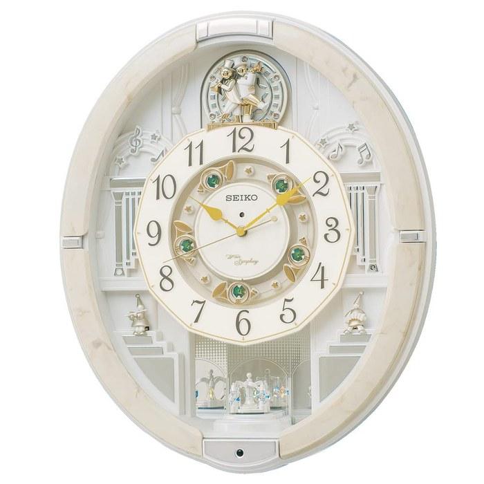Seiko Clock Wall Clock – Cuckoo Clock – Radio Clock – Analog – Triple Selection Melody – Rotating Ornament – RE576A (Ivory Marble)