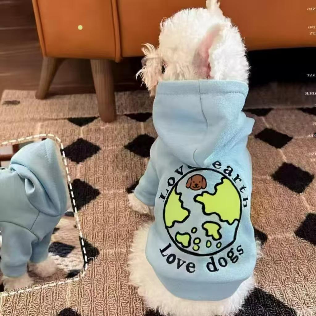 

2026 Autumn Simple Casual New Style Soft Dog Blue Hoodie Cool Cute Warm Pet Clothing Pet Supplies Designer Dog Clothes XS（old） синий