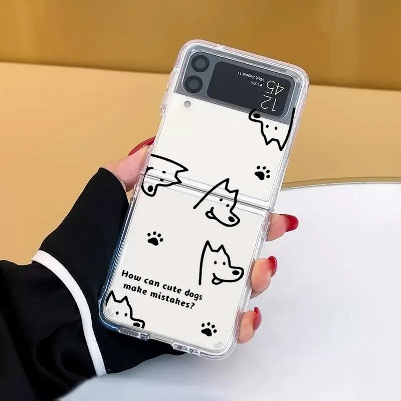

Simple Line Cat Dog Clear Case for Samsung Galaxy Z Flip 5 ZFlip 6 ZFlip 7 Transaprent Cover for Samsung ZFlip 4 Z Flip 3 Fundas Galaxy ZFlip 5