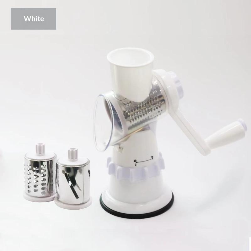 Manual Rotary Cheese Grater 3 Rust-Resistant Stainless Steel Blades Strong Suction Base for Home Kitchen Food Prep