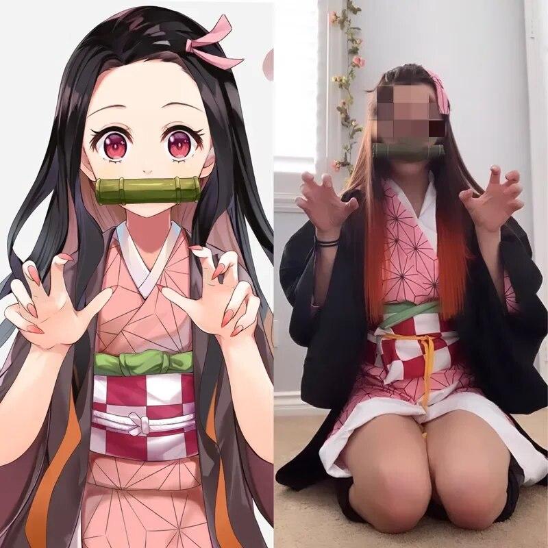 Anime Demon Slayer Kimetsu no Yaiba Cosplay Kostým Horké Nezuko Kamado Kimono Uniforma Halloweenské Oblečení