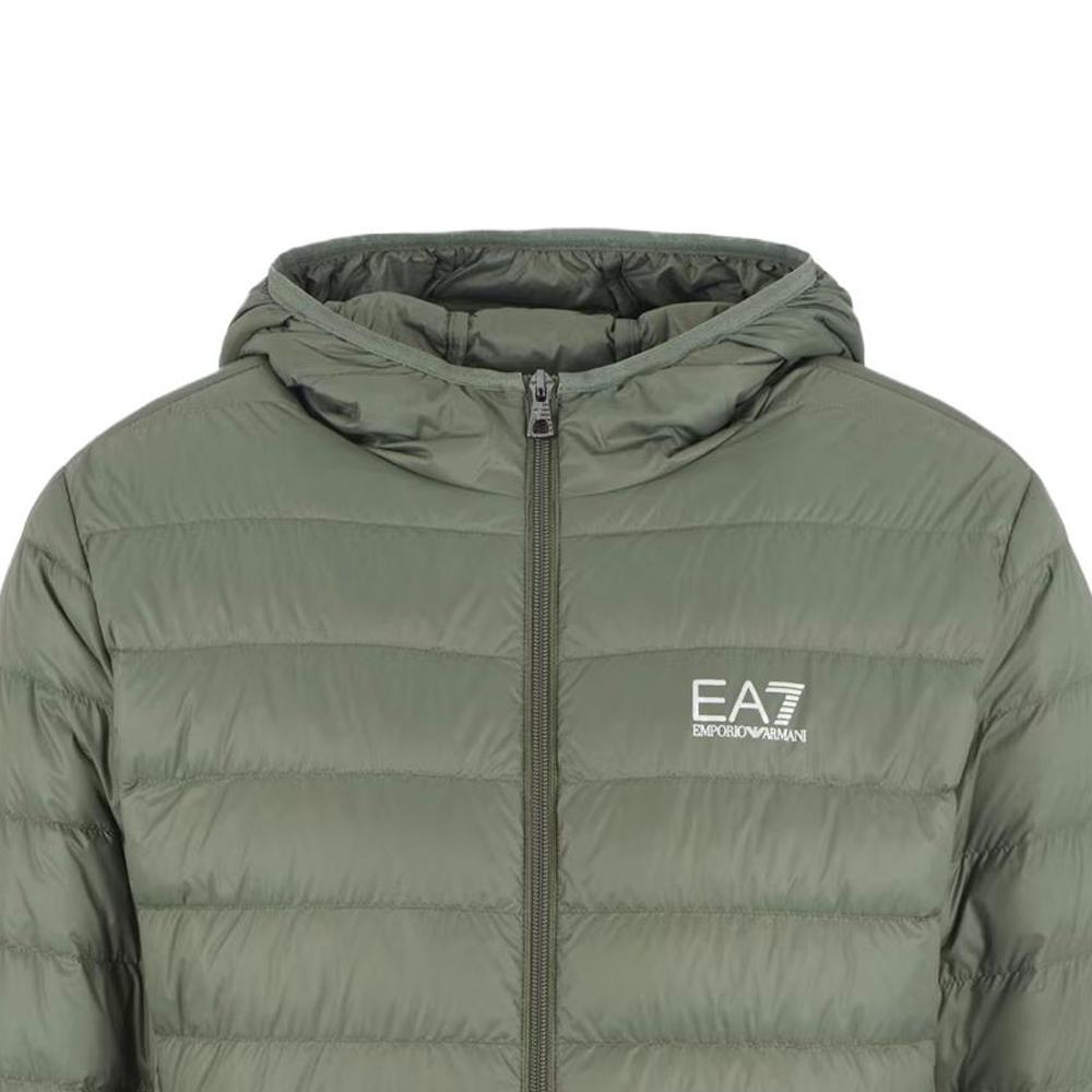 Emporio Armani EA7 Logo Print Hooded Zip Long Sleeve Down Jacket Men Outerwear Green 8NPB24-PNGPZ-1846