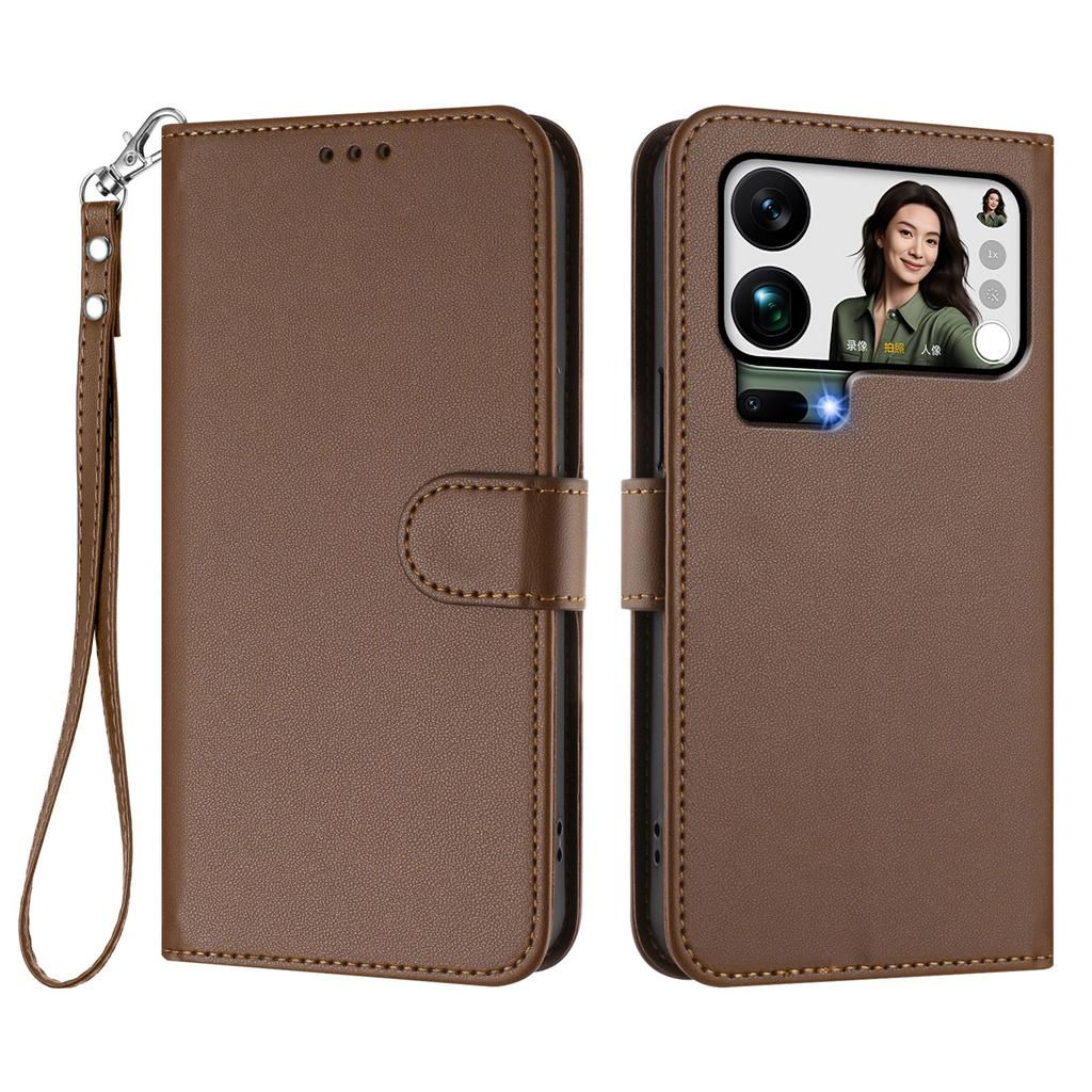 For Xiaomi 17 Pro Max Leather Case Wallet Stand Phone Cover with Wrist Strap