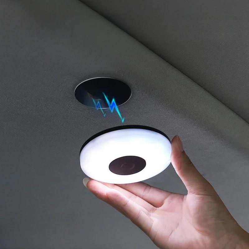 Magnetic Car LED Touch Light Roof Interior Lamp Tri-Color Sensor Lamp Universal Reading Night Lights Auto Interior Accessory