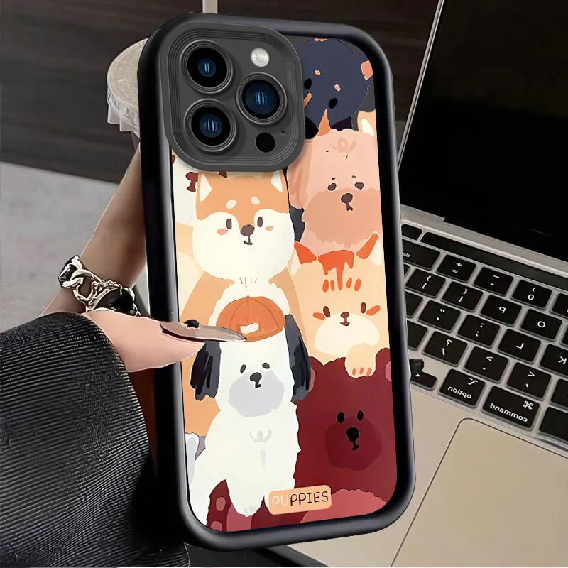 

Милый мультяшный щенок с принтом собачки, модный чехол, гибкий мягкий силиконовый чехол TPU, полная задняя крышка для iPhone Samsung Samsung Galaxy A73 5G чёрный