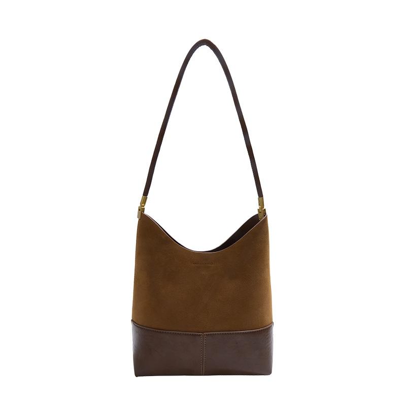 Suede bag women's large capacity autumn and winter retro shoulder mother bag commuter bucket bag