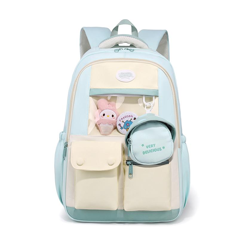 Large Capacity Backpack Color Block Student Schoolbag