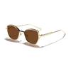 Rennes European and American new polygonal metal small frame sunglasses women's high-end retro street photography outdoor sunshade sunglasses