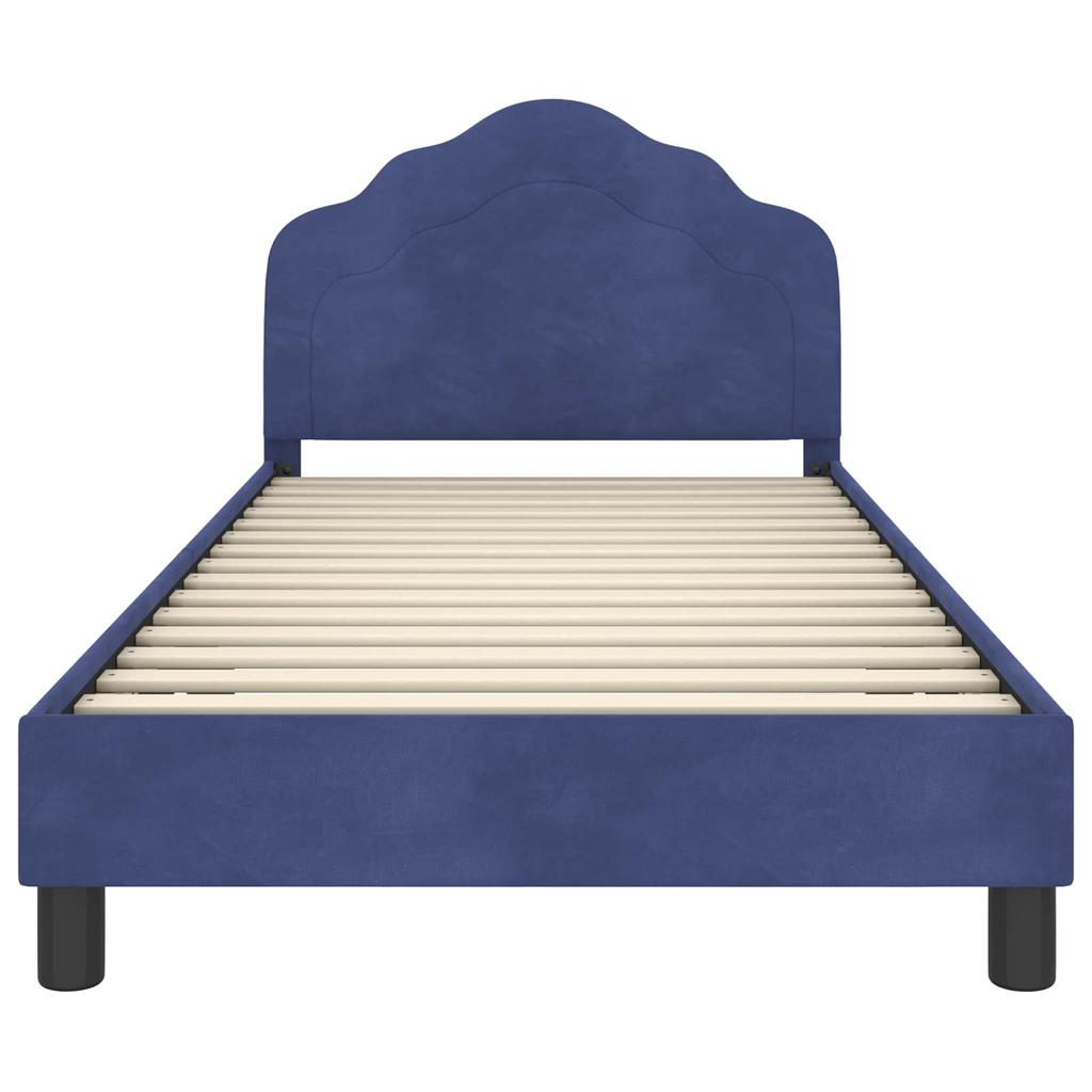 Children S Bed Frame with Headboard Police Blue 80 X 200 Cm Velvet