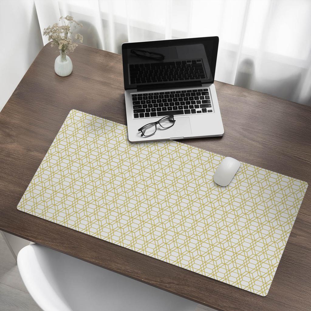 Modern Vinyl Keyboard Mat Geometric Checkered Pattern 100x50 cm