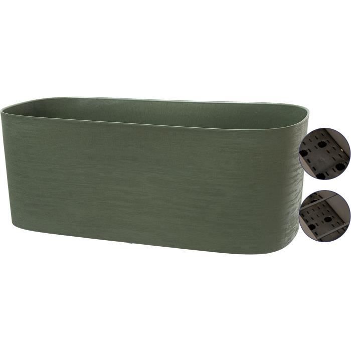 XL Planter with Water Reservoir - GARDEN ID Respect - Grey-green 80 X 38 Cm - 100% Household Waste - 100% Recyclable