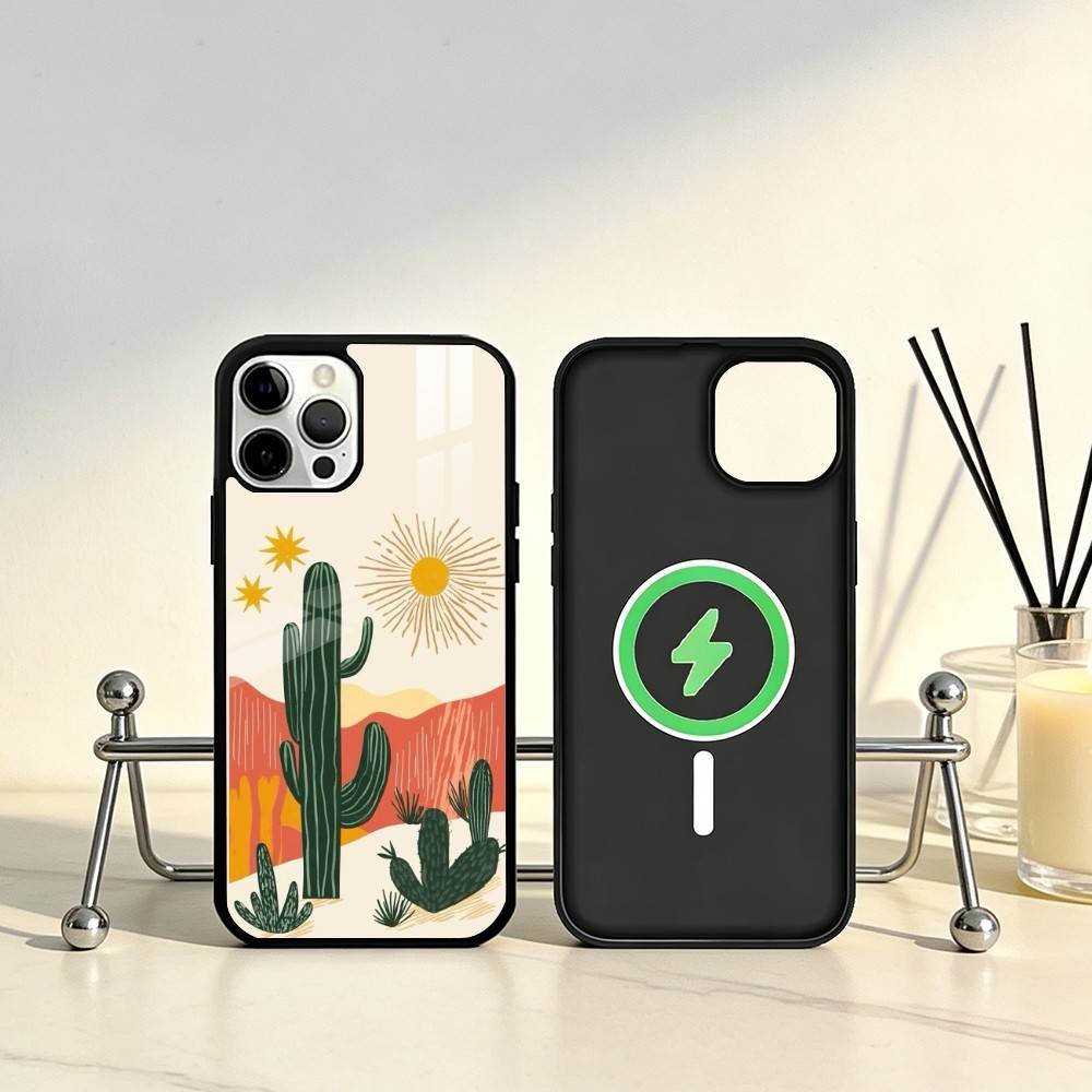

Desert Cactus Phone Case For iPhone17,16,15,14,13,12,11 Plus,Pro Max Magnetic For Magsafe Wireless Charging iPhone15Plus