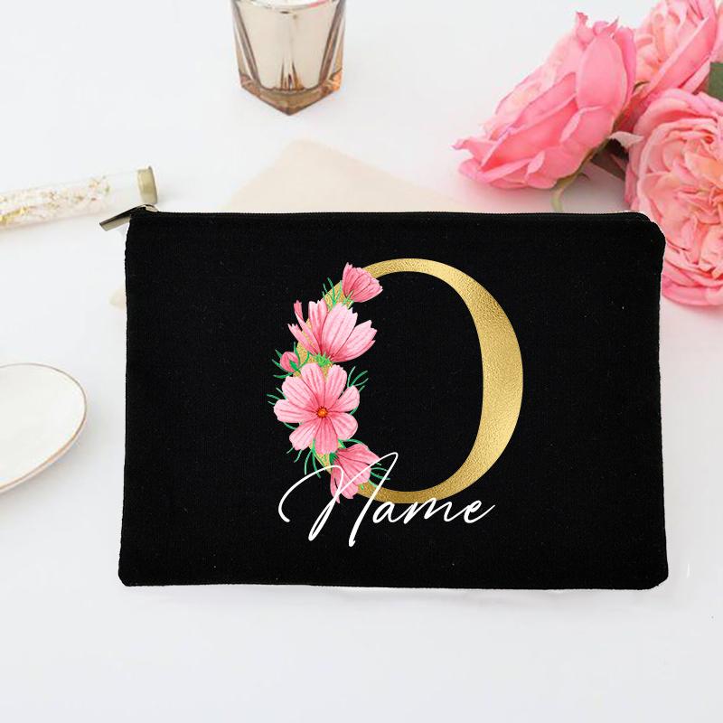 Personalized Makeup Bag Custom Initial with Name Bridal Cosmetic Case Monogram Toiletries Pouch Wendding Gifts for Bridesmaid