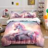 Einhorn auf verträumter Wolke Muster Bettwäsche-Set Digitaldruck Bunt Polyester Bettwäsche mit Reißverschluss für Geschenke