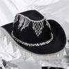 Vacation Cowboy Hats Diamond Tassels Hand Beading Crystal Gift for Girl Cowgirl Hat for Carnivals Music Festival