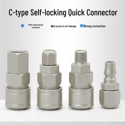C-Type Self-Locking Air Hose Quick Connector for Compressors & Pneumatic Tools