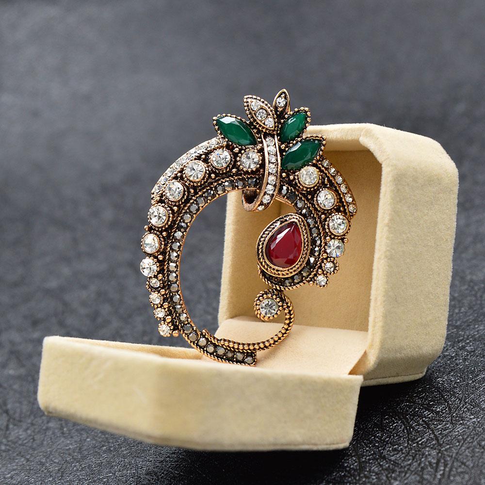 New Rhinestone Vintage Fashion Brooches For Women Red Bead Retro Pin Jewelry 2 Colors Available Good Gift