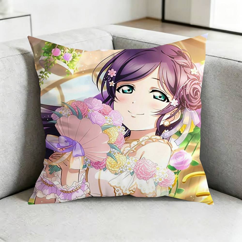 LoveLiveE School Idol Project Pillow Case Square DoubleSided Sofa Cushion Cover Bedroom Bedside Pillow Gift