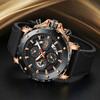 LIGE mens wristwatch luxury chronograph luminous quartz calendar silicone strap fashion business casual male watches reloj