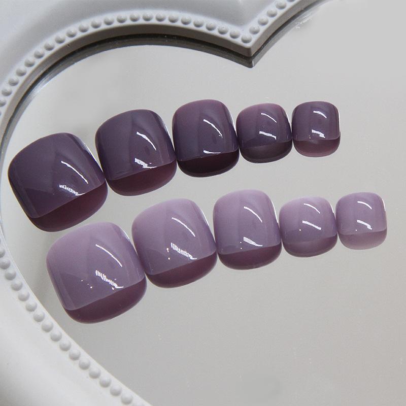 Nail art piece Simple solid color two-color wearing nail color matching Removable toenail piece Foot nail piece Nail art patch