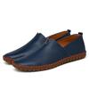Genuine Cow Leather Mens Loafers Fashion Handmade Moccasins Soft Leather Blue Slip On Men's Boat Shoe PLUS SIZE 38~47
