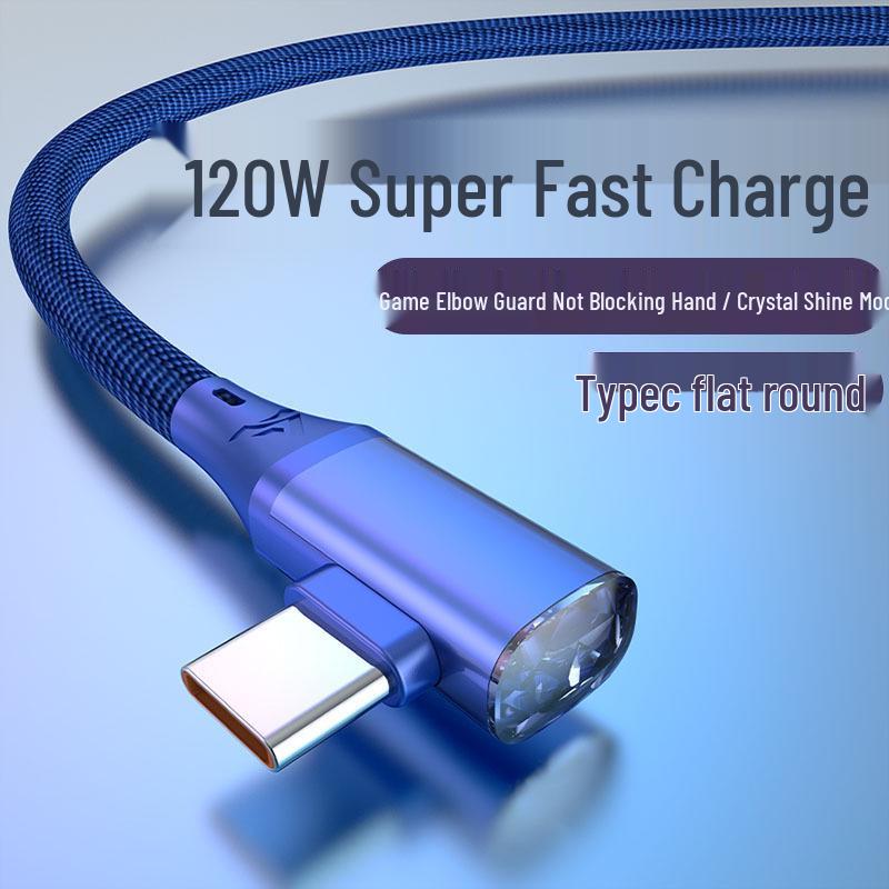 Jingyao 120W 6A Super Fast Charging Elbow Type-C Cable Compatible with Huawei Honor.