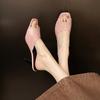 Fashion French Women's High Heel 5 Cm Open-toe Fairy Style Slim Heel Cool Slippers 2025 New Style