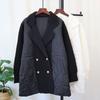 Autumn and Winter New Thickened Medium and Long Splicing Cotton Clothes Knitted Cardigan Loose and Thin Sweater Jacket Women