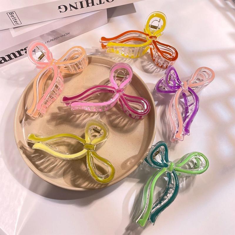 New Ribbon Bow Hair Claw Clips Women Shark Jelly Clear Hairclip Girl Hairpin Crab Barrette Clamp Hair Accessories