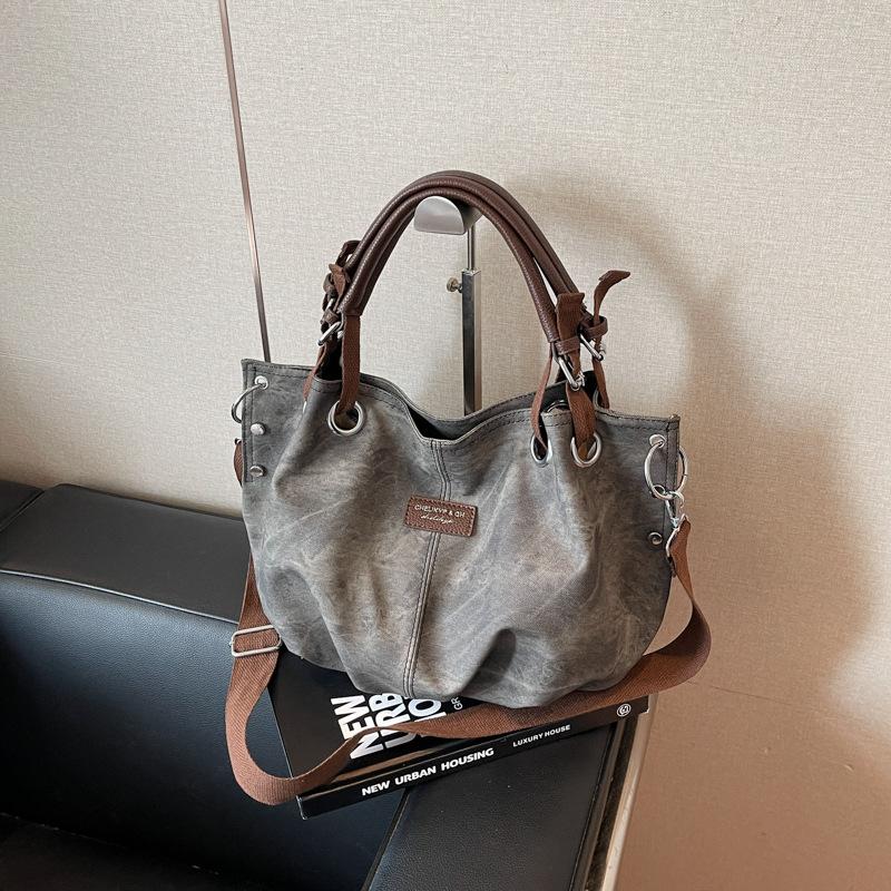 Large-capacity Bag Women's New Retro and Old Commuter Messenger Bag Fashionable One-shoulder Portable Tote Bag