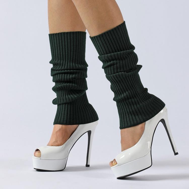 Women Ribbed Knit Leg Warmers, Slouchy Knee High Boot Cuffs, Stretch Knitted Leg Covers for Yoga Ballet Dance Fitness Autumn Winter
