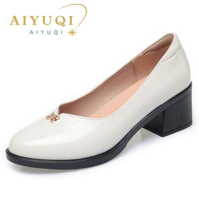 Fashion AIYUQI Women Shoes Mid-heel 2024 Spring New Formal Dress Ladies Shoes Genuine Leather Large Size 41 42 43 Women's Work Shoes