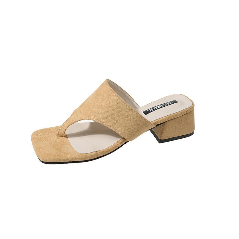 Niche Design Slope Heel Flip-flops Shoes Women Wear Summer New Silver High-heeled Sandals
