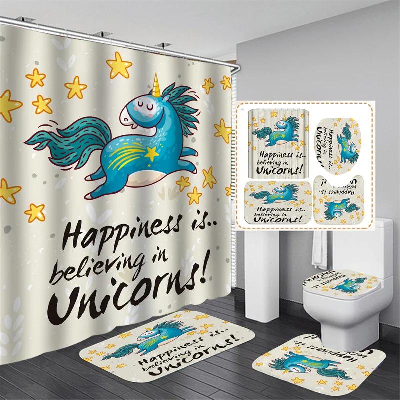 

Набор водонепроницаемых штор для душа с принтом лошадей для ванной комнаты с крючками Наборы и коврики Домашний декор W90xH180cm