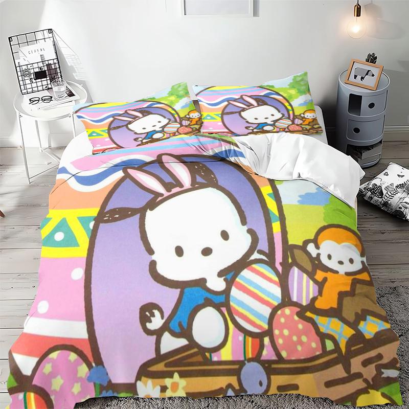 Sanrio Cute Pochacco Bedding Sets Comforter Cover Bed Cover Duvet Cover Pillow Case 2-3 Pieces Sets Room Home Decoration