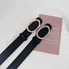 Inspired Vintage Womens Denim Belt Sleek Pu Material With Twisted Oval Buckle