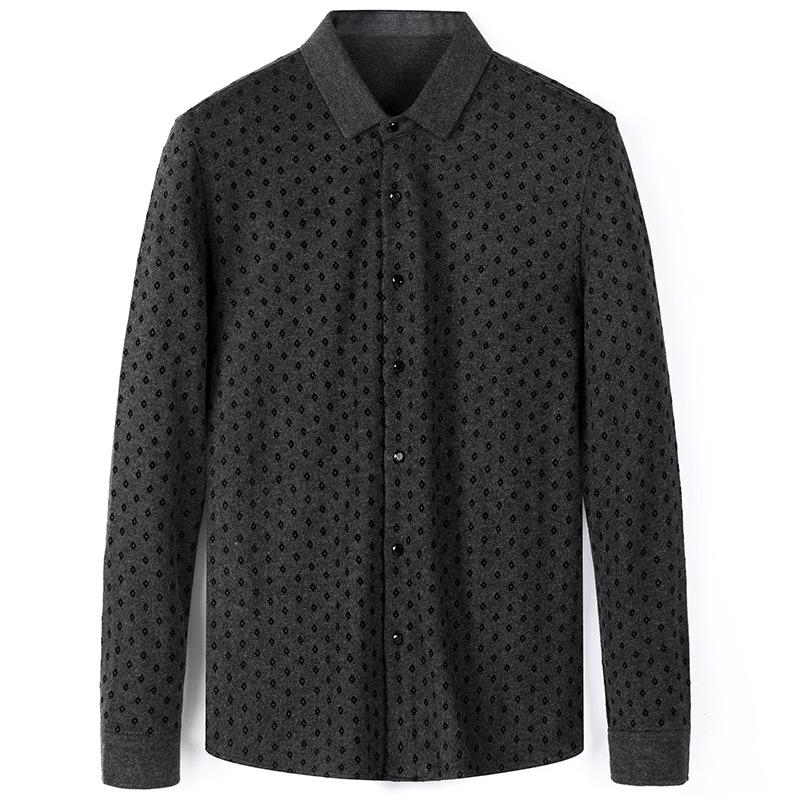 

Рубашка с длинными рукавами, мужская, с лацканами, для среднего возраста, весна и осень, для пап среднего возраста, модные повседневные топы, базовая рубашка XXXL серый