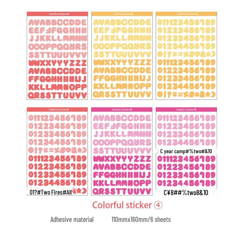 Korean Style Colorful Number & Letter Stickers for Decoration & Album Diaries