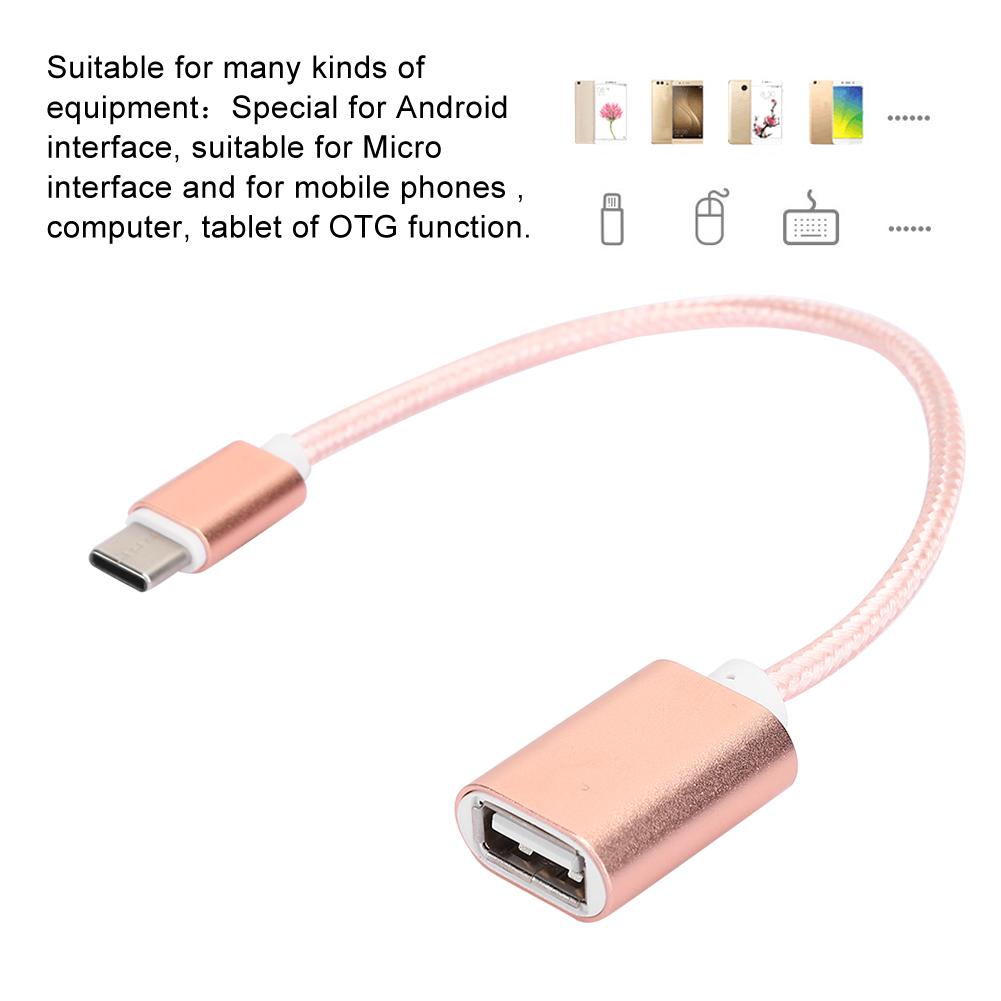 2Pcs TypeC Patch Cord USB Box USB Flash Disk Card Reader Transfer OTG Adapter Cablepink