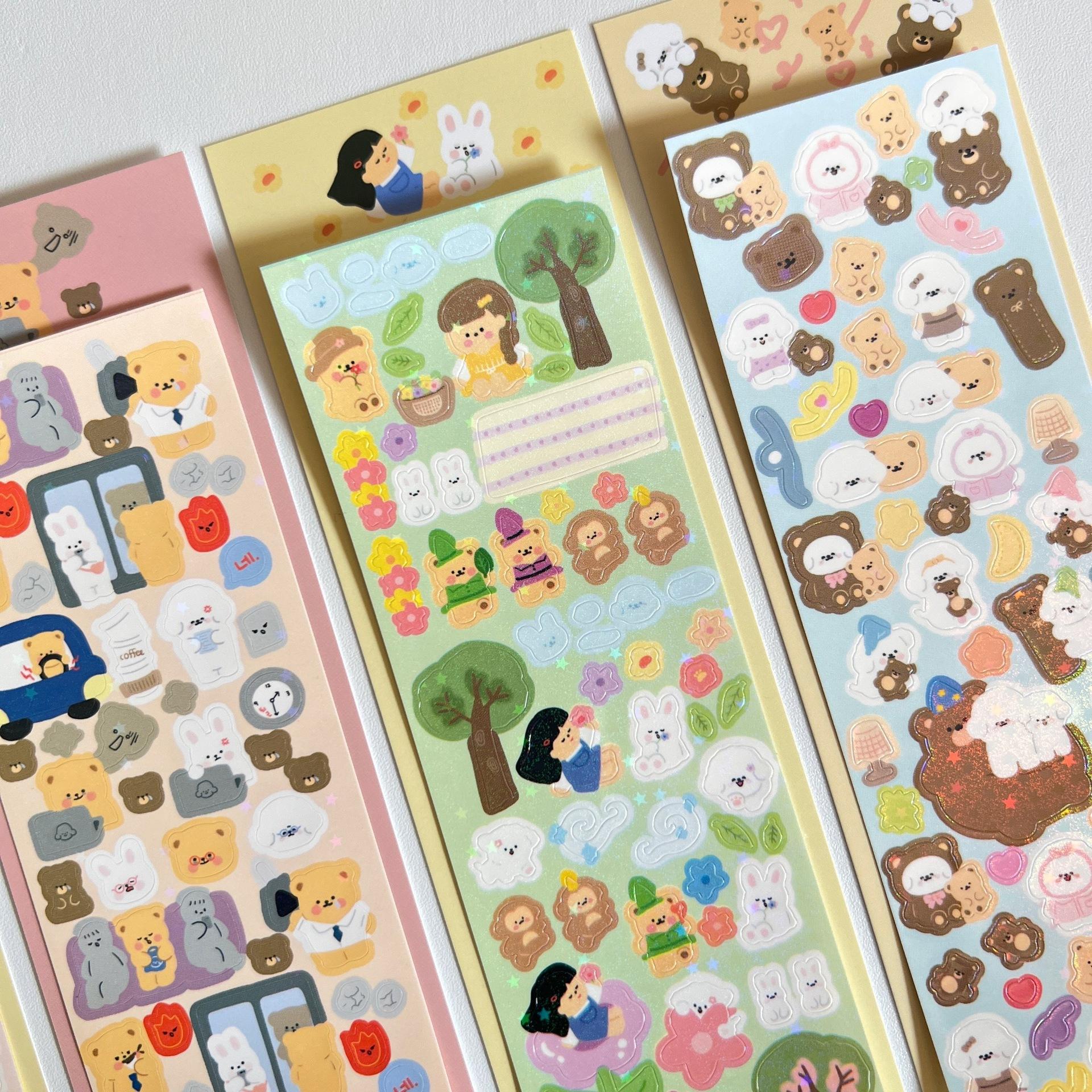 Корейская популярная наклейка серии Cure Bear Laser Cartoon Bear Goo Card Sticker — фото 4