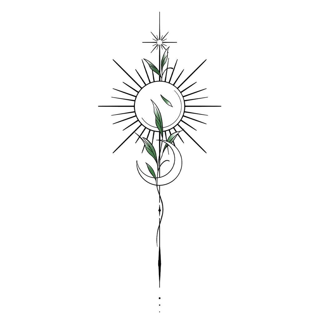 Sticker Tatuaggio Adesivo Lunga Striscia Totem Linea Dita Multi-Immagine Fiore Semplice Liscio Sole Luna Stella Schiena Vita Colonna Vertebrale