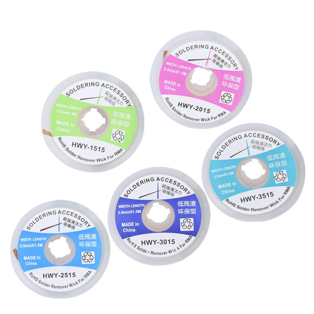 5 Stück Lötdocht Entlötlitze Geflecht Lötzinnentferner Saugnapf 1,5 m