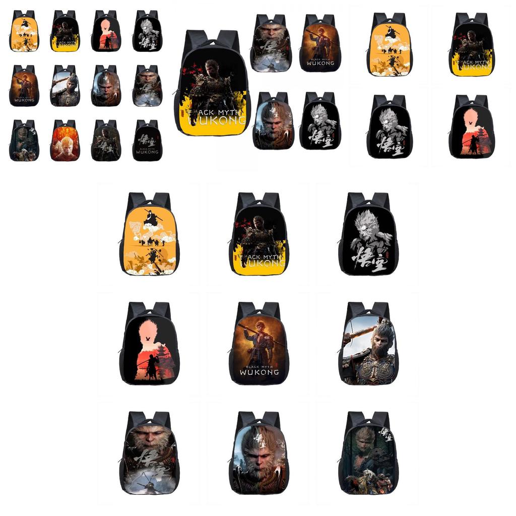 Adorable 2024 Black Myth Wukong Cartoon Backpack For Kids Age 3 To 5 With Breathable Design