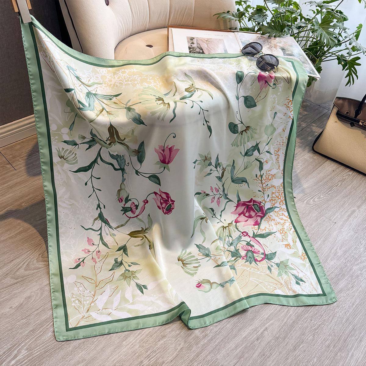 

Модный легкий роскошный шарф из искусственного шелка 90 см, простой японский и корейский большой квадратный шарф, многостилевой шарф-шаль 90*90