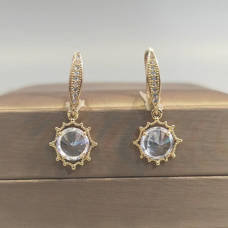 Women's Crystal Drop Earrings Gold Color Geometric Zircon Earring Fashion Party Jewelry Accessories