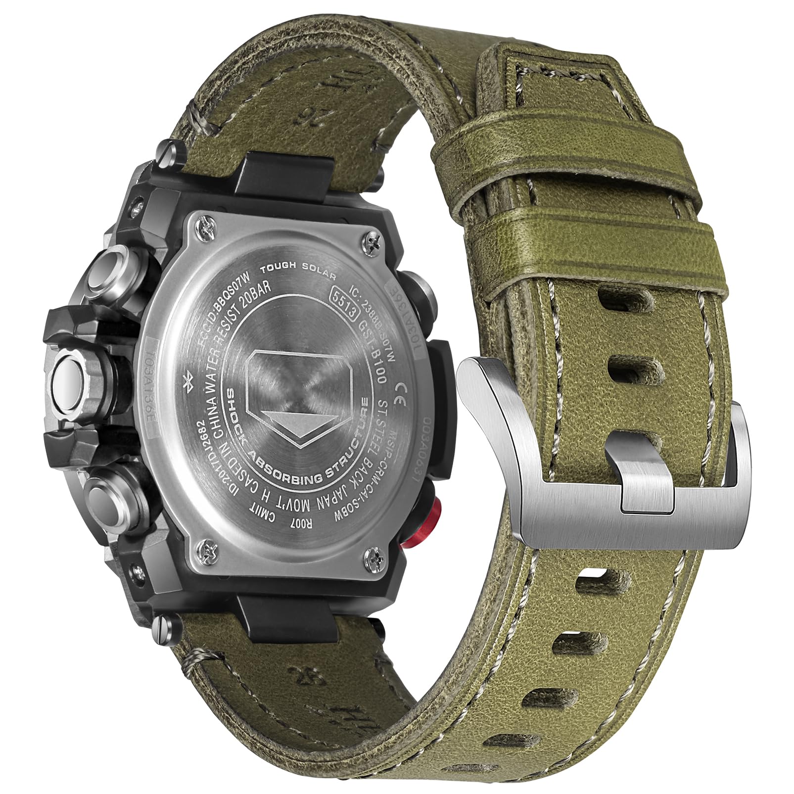 

Итальянский кожаный ремешок для часов Casio Casio Band GST-210 / GST-300 / GST-400 / GST-410 / GST-210B / GST-S100D / GST-S210B G-Shock зелёный